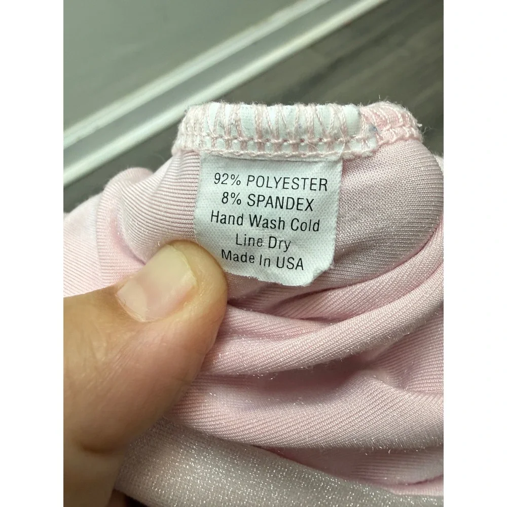 Vintage Pink Velvet Ballet Leotard Floral Embroidery Glitter Skirt Kids Medium